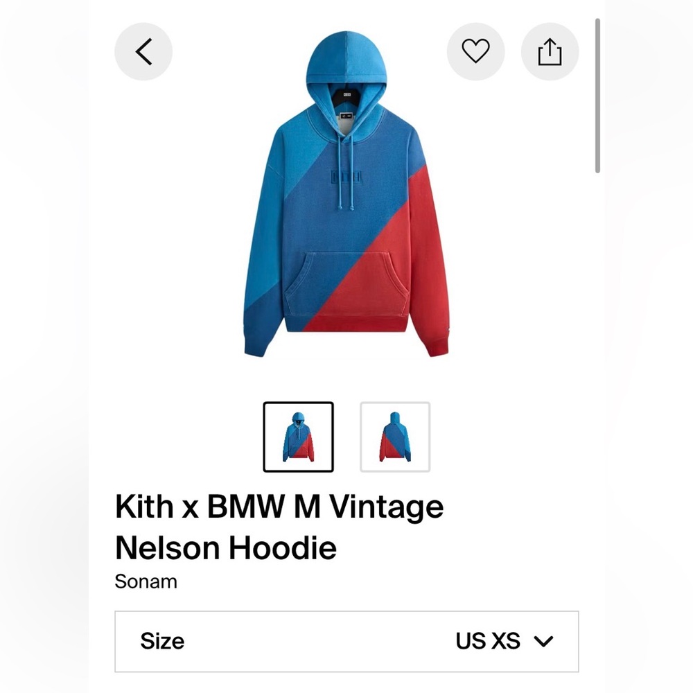 Kith x BMW M Color Block Hoodie in Blue and Red